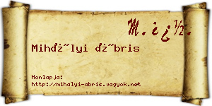 Mihályi Ábris névjegykártya